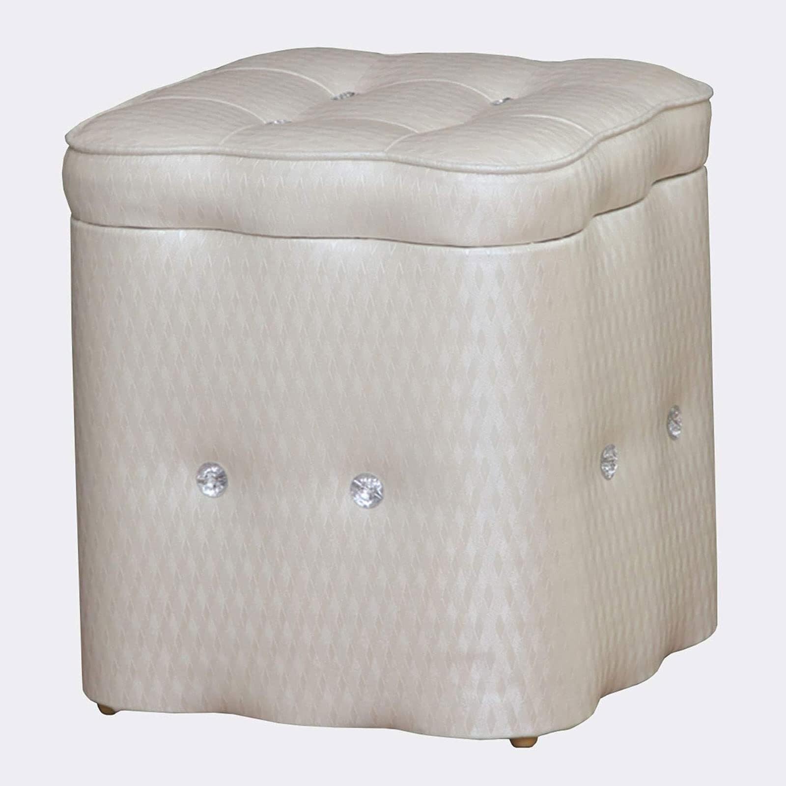 Ottoman footstool en cuir blanc 40cm avec coffre de rangement