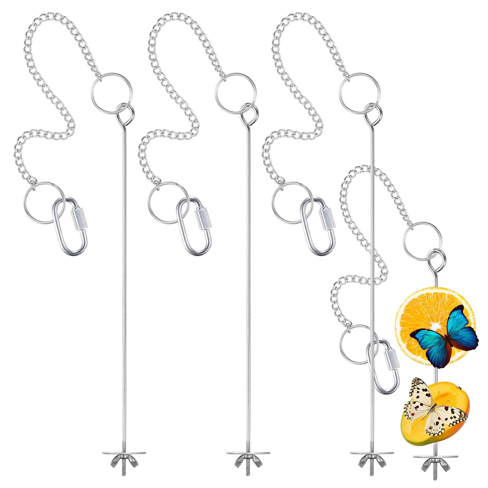 M METERXITY 3-Pack Butterfly Feeders for Outdoors, Stainless Steel Outside Bird Fruit Holder with Chains Hangable Butterfly Feeder Stand for Garden/Backyard/Balcony/Tree [Large]