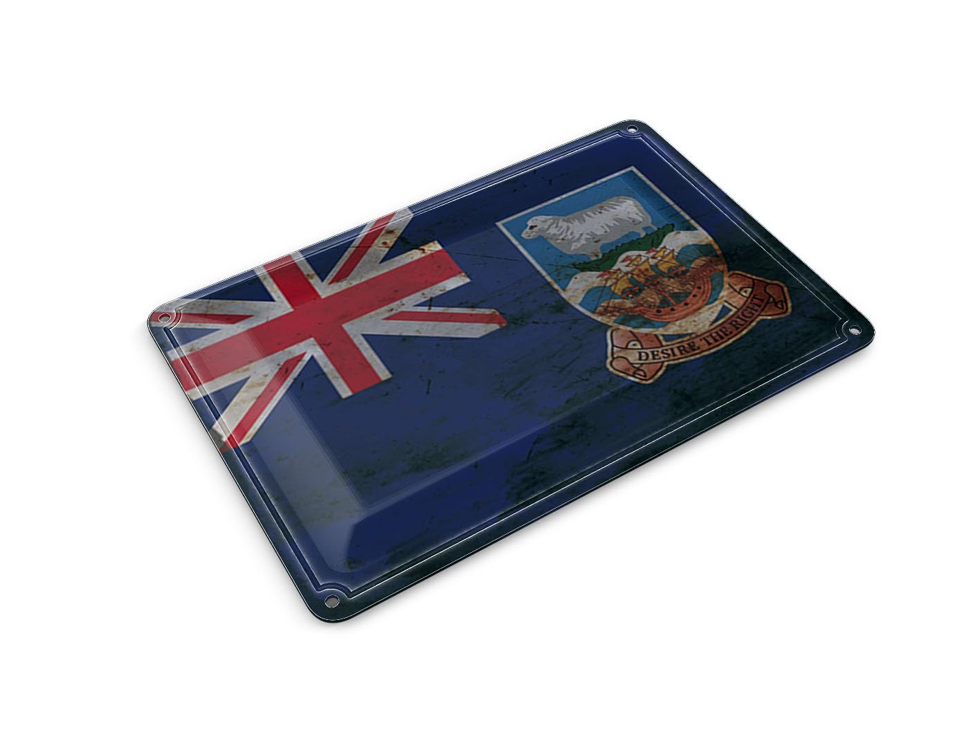 Femer Tin Postcard Flag Falkland Islands 14 x 10 cm Flag Rust Decorative Sign