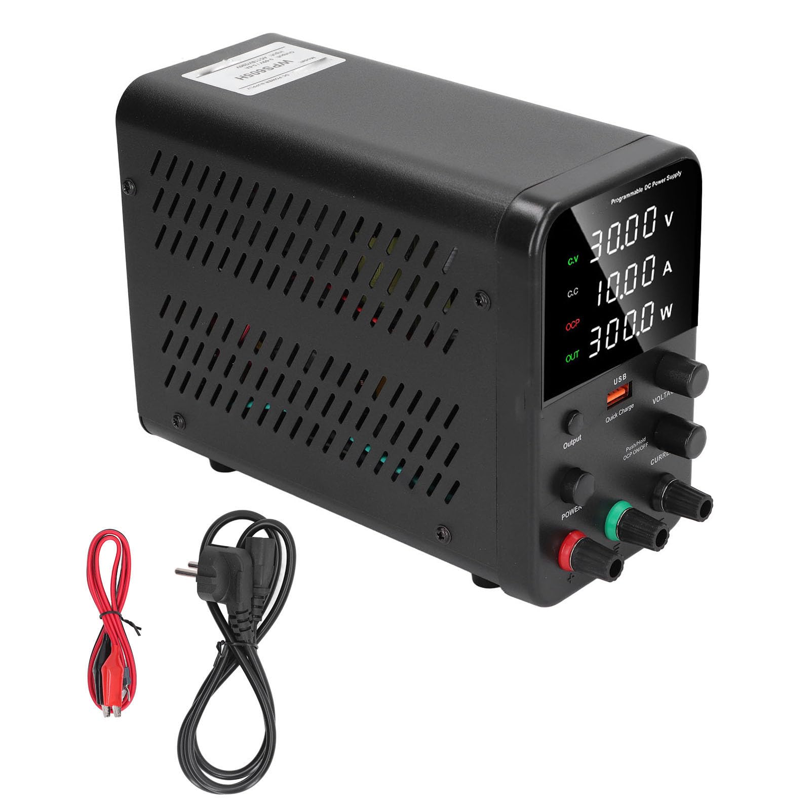 Garosa Fuente de Alimentación DC Variable 0-30V 0-5A Regulada Conmutada Ajustable con Control de Codificador, Carga Rápida USB y Ventilador de Temperatura Inteligente para (Enchufe de la UE AC230V)