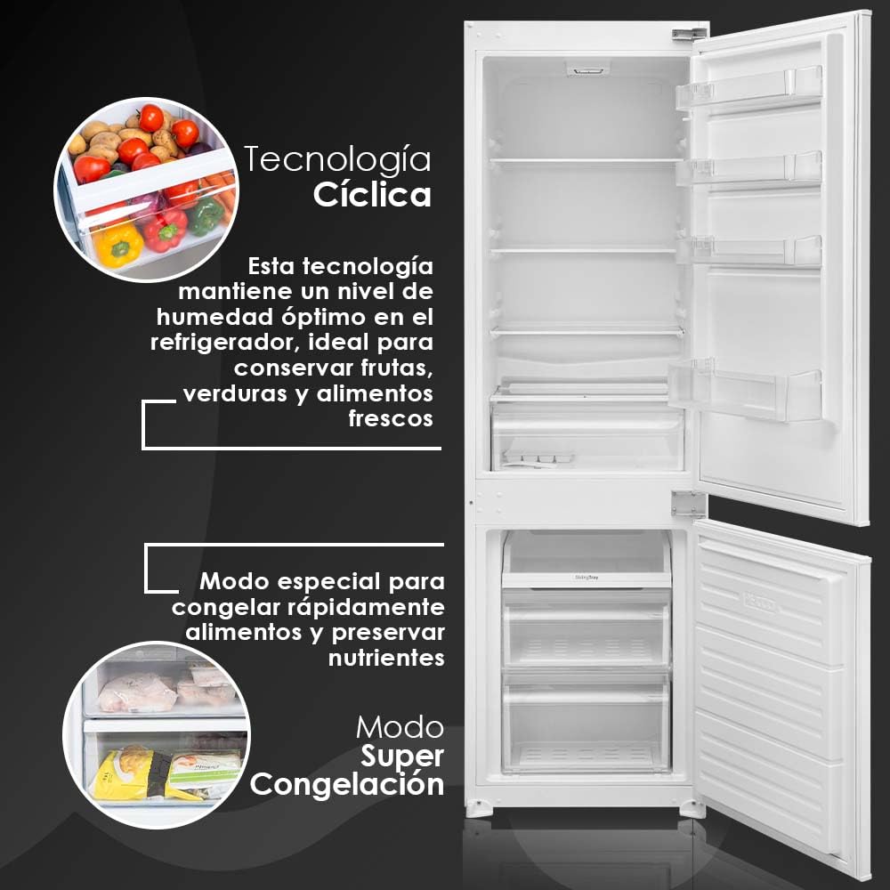 Aspes Frigorífico Combi 2 Puertas Blanco ACI1775500E. Capacidad 251 Litros, No Frost, Multi AirFlow, Puerta Reversible, Bajo Nivel Sonoro, Eficiencia Energética Clase E