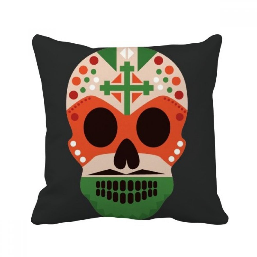 Coussin Crâne Mexique pour déco salon style ethnique et oreiller canapé 40x40