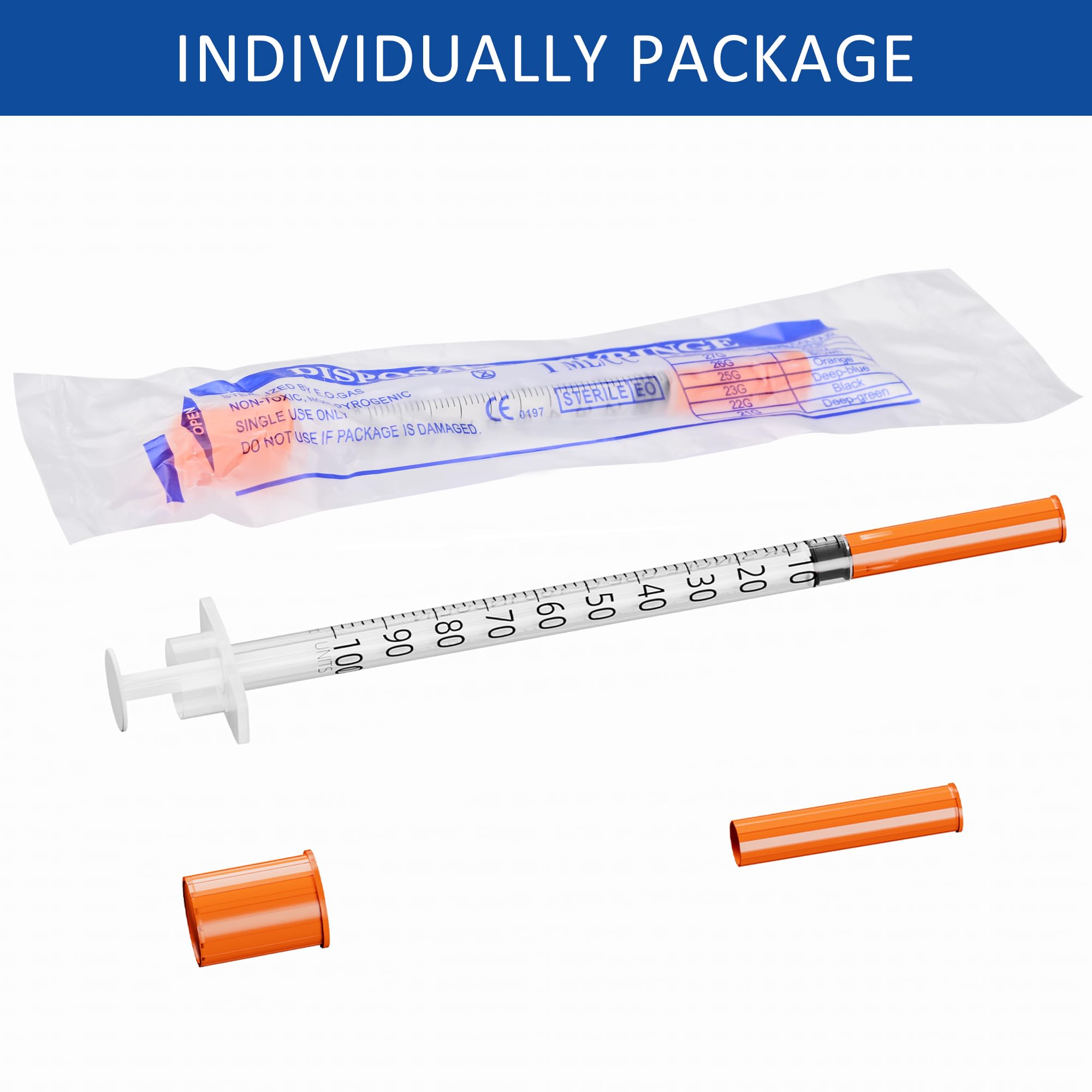 U-100 1ml Syringe 32G 5/16 Inch(8mm) , Syringes for Lab Supplies Dispensing Supplies, Individually Wrapped, Pack of 20 — Amazon image 4