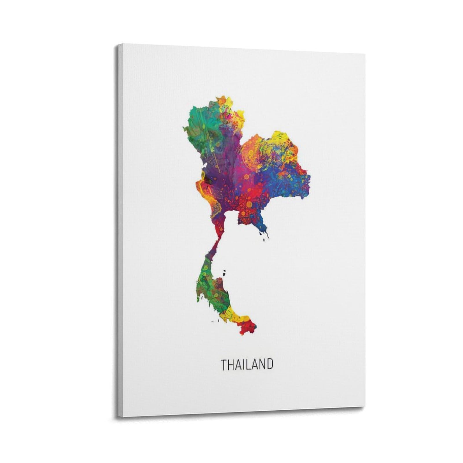 MJZLQN Map Poster Of Thailand With Watercolor Poster Decorative Painting Canvas Wall Posters And Art Picture Print Modern Family Bedroom Decor Posters 24x36inch(60x90cm)