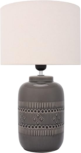 Pauleen 48223 Tender Pearl Tischleuchte max. 20 Watt handgefertigt Beige Nachttischlampe im Boho Look aus Stoff, Keramik E14