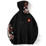 Streetwear Men's Dragon Embroidered Heavyweight Graphic Hoodies Japanese Techwear baggy Anime Hoodie