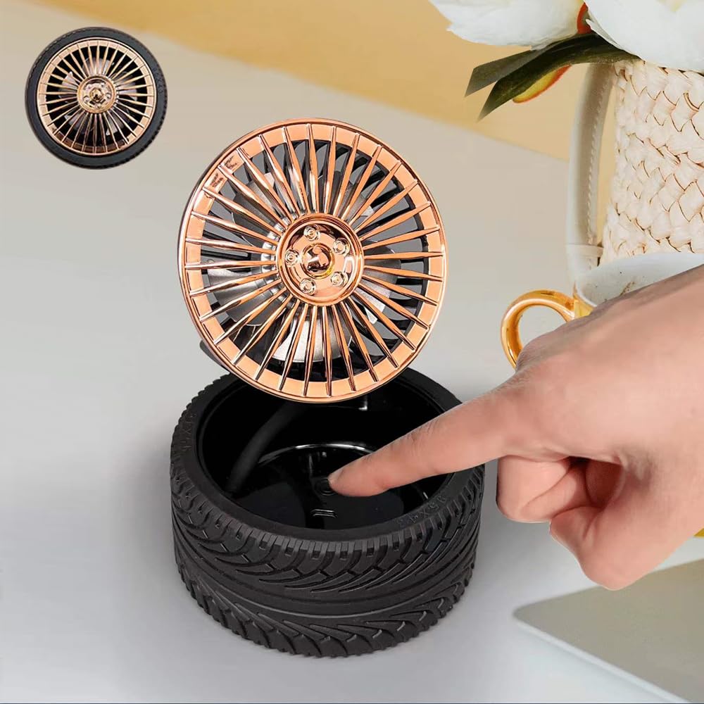 YZYOERechargeable Mini Tire Fan, 3-Mode Portable Cute Toy Fan, Summer Indoor Desktop Fan As A Small Gift for Friends, Creative Wheel Small Fan.