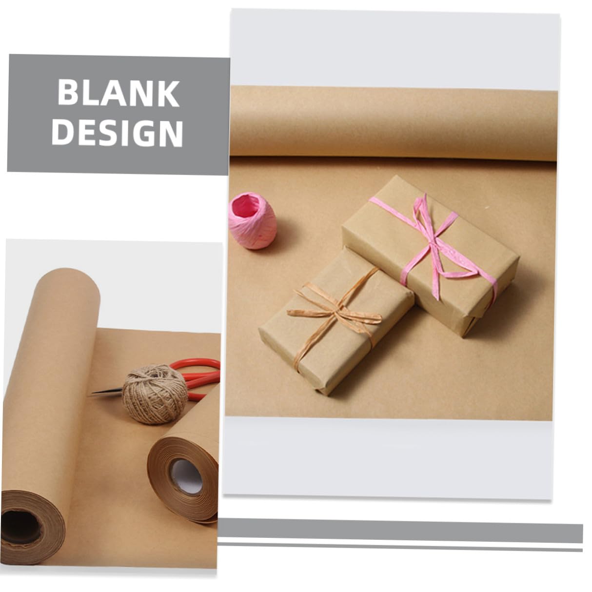 UKCOCO Papel Kraft Marrón para Manualidades y Sketching Profesional, Material de Envoltura de Pulpa de Madera, Diseño en Blanco, 1 Rollo para Origami y Flores