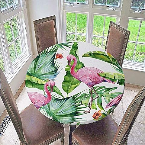 Fansu Mantel Redonda Antimanchas 3D Plantas Tropicales Cover