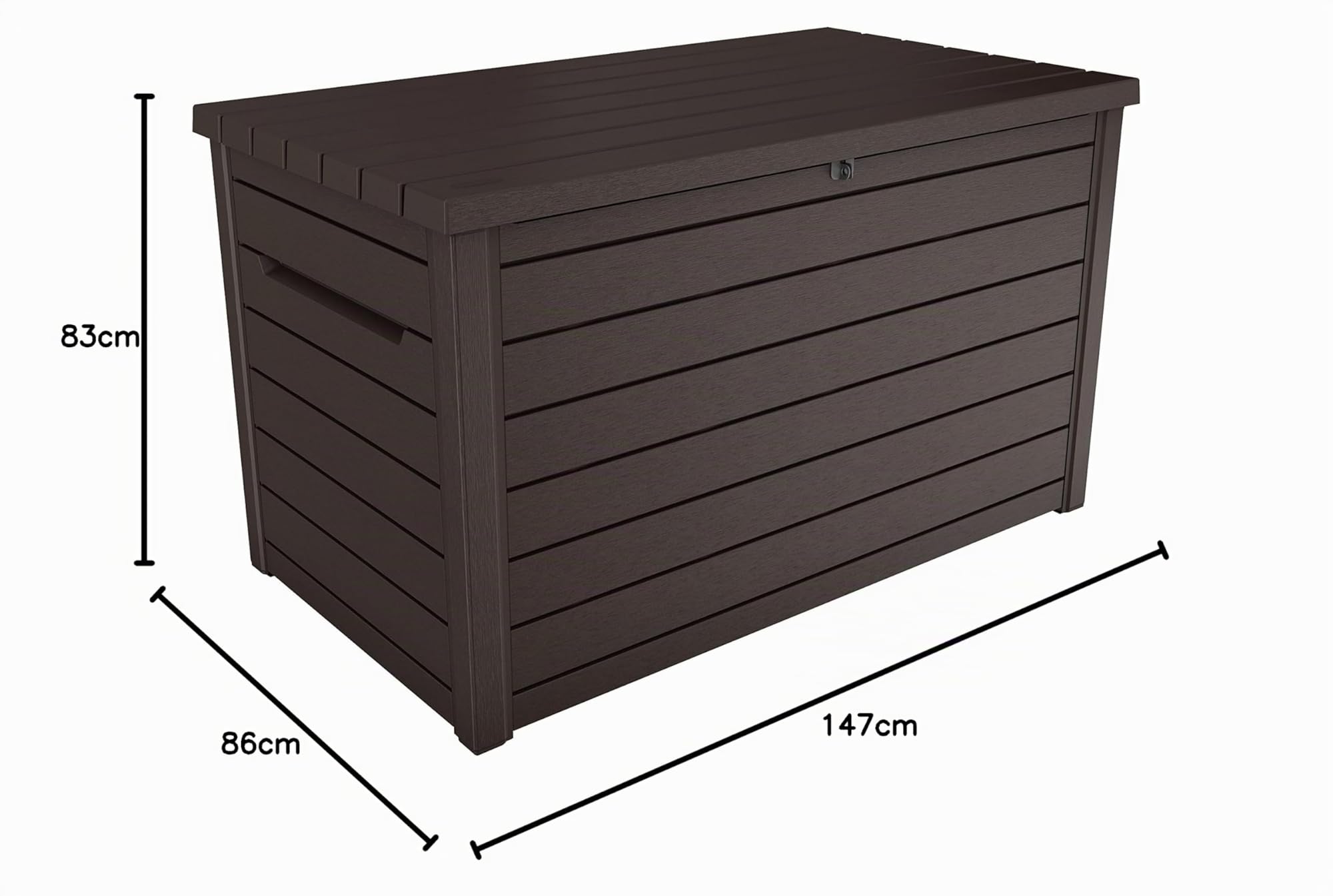 Keter Ontario - Arcón exterior, Baúl almacenaje, Capacidad 870L, Resina, Color Marrón, Ordenación jardín y terraza, 147 x 83 x 86 cm