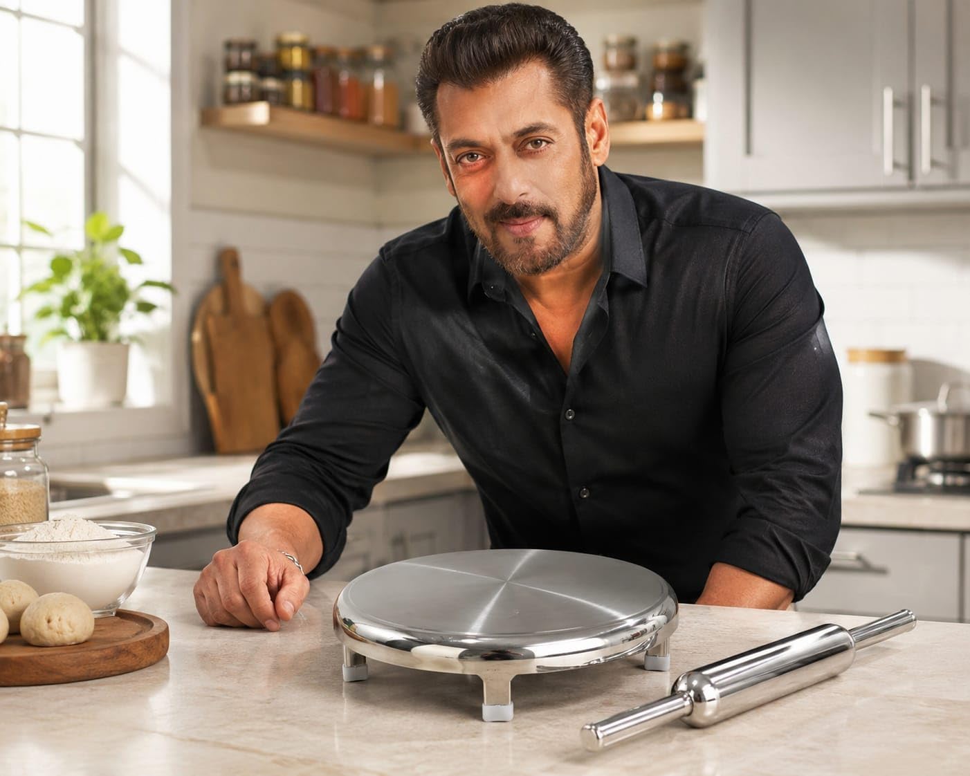 Stainless Steel Chakla Belan Set, Roti Maker Board with Rolling Pin | 100% Stainless Steel, Rust Free, Strong & Durable, Elevated Stand, Kitchen Essential-image-10