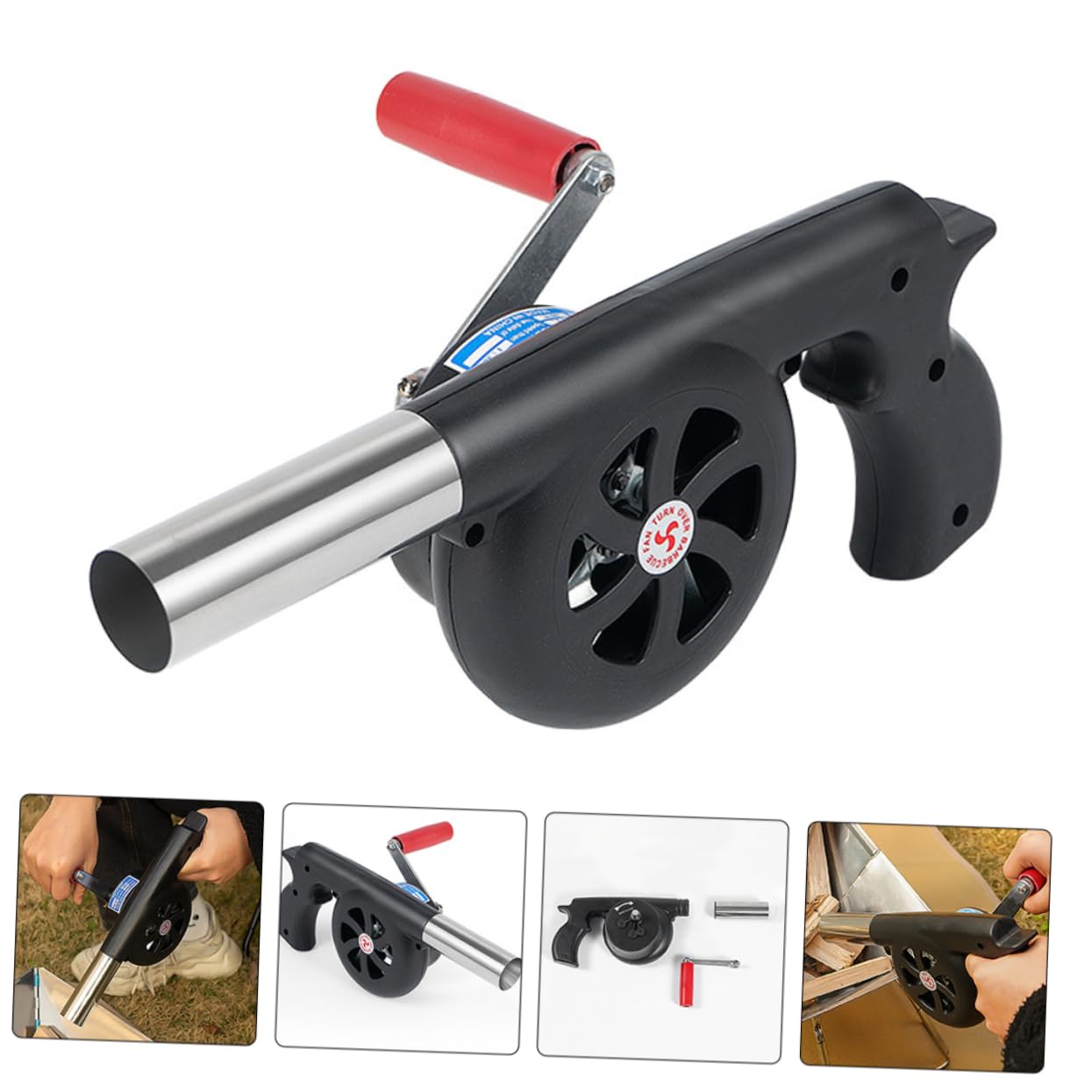 ibasenice 3 Pezzi Strumento Di Soffiaggio Da Campeggio Barbecue Griglia Pulizia Biancellino D'aria Ventilatore Portatile Soffiante Del Ventilatore Soffiatore Portatile Acciaio Inossidabile