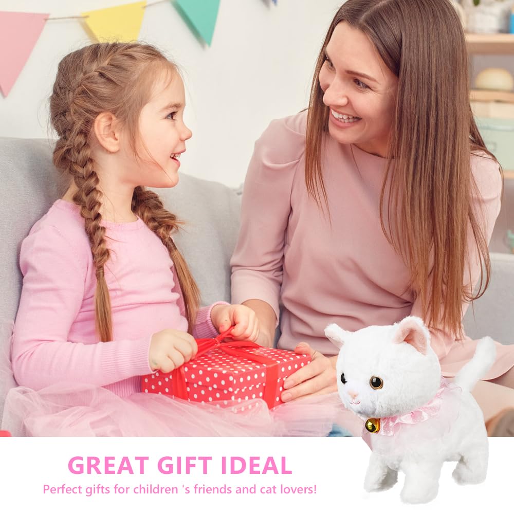 Lotvic Jouet Électronique en Peluche, Animal Chat Électronique, Chat Interactif Qui Marche et Miaule avec Laisse Télécommandée, Chats en Peluche Électroniqu, Cadeaux de Jouets pour Enfant de 3-6 Ans