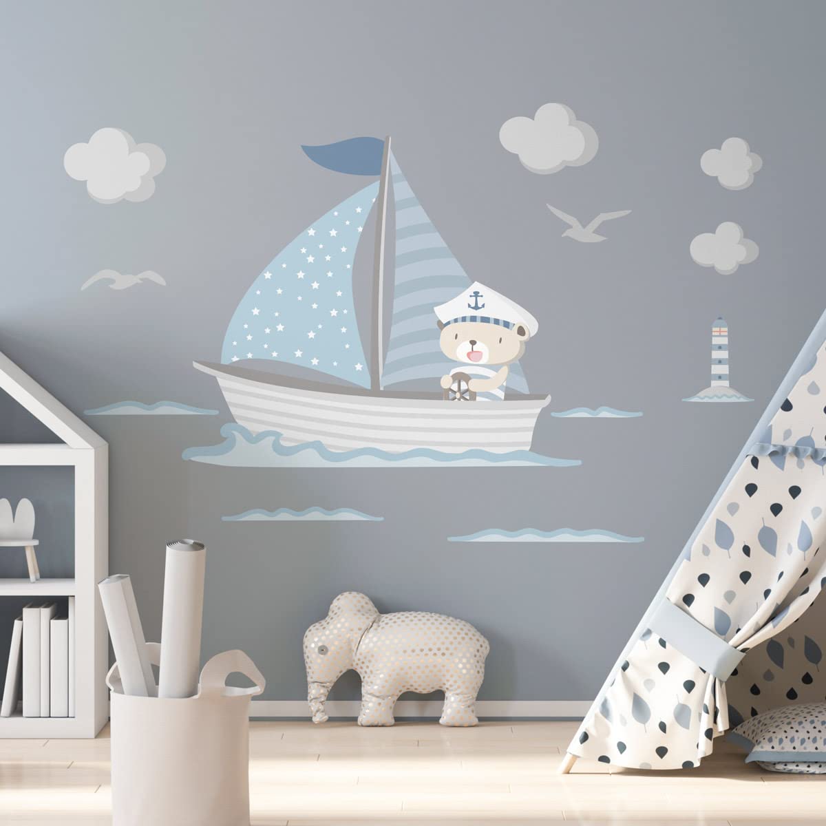 Bear on Boat Stickers