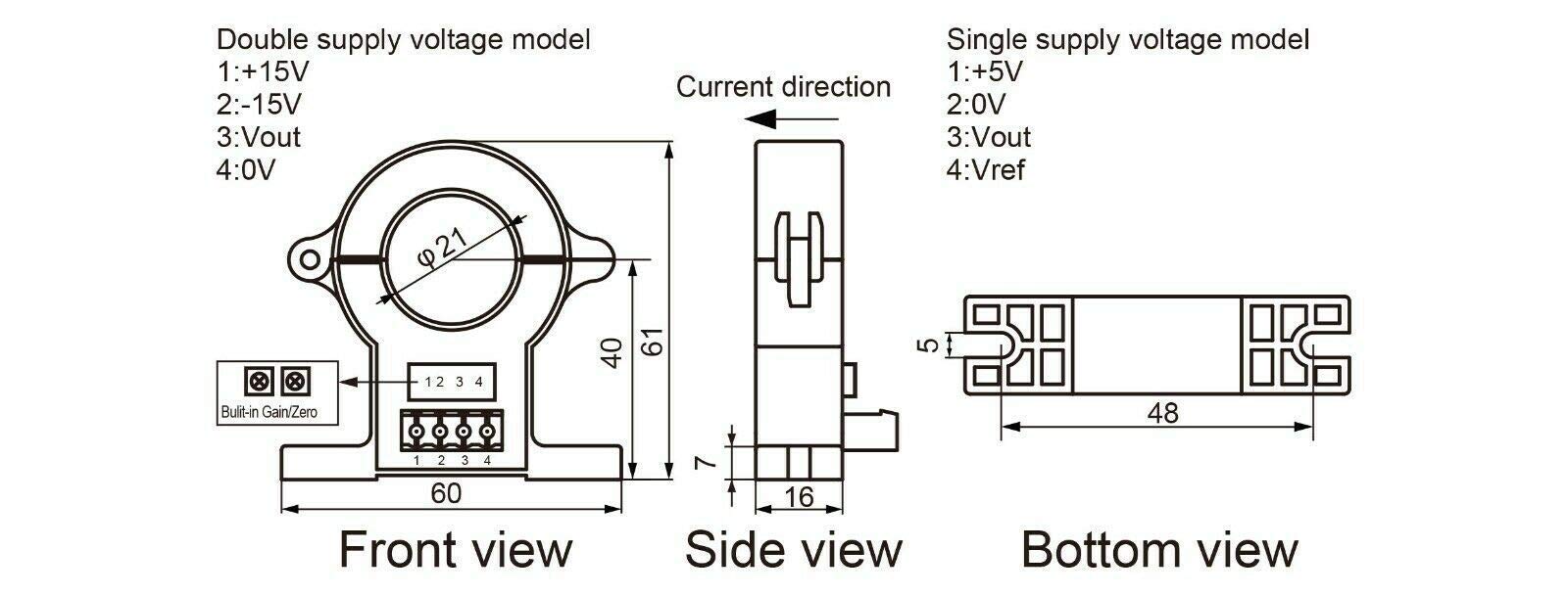 YHDC Hall Split Core Current Sensor HSTS21 100A/2.5±0.625V