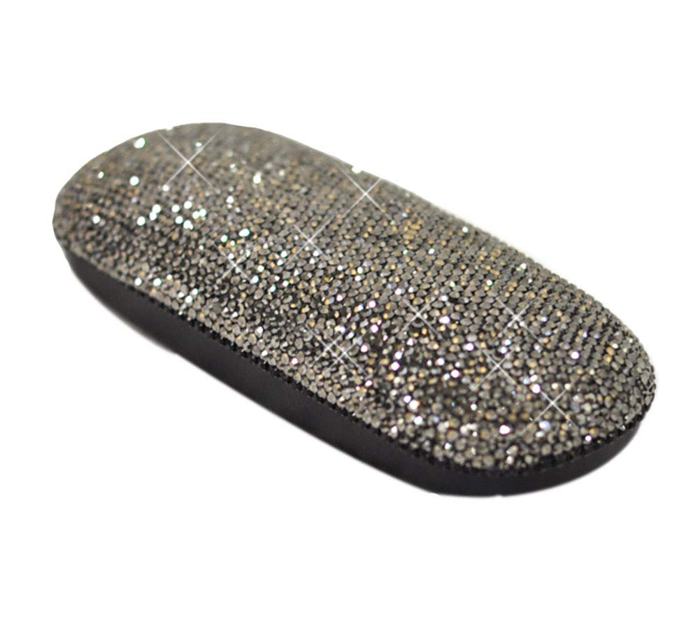 Sparkly Rhinestone Eyeglass Case Cute Handmade Hard Shell Glasses Box for Women, Black-image-4