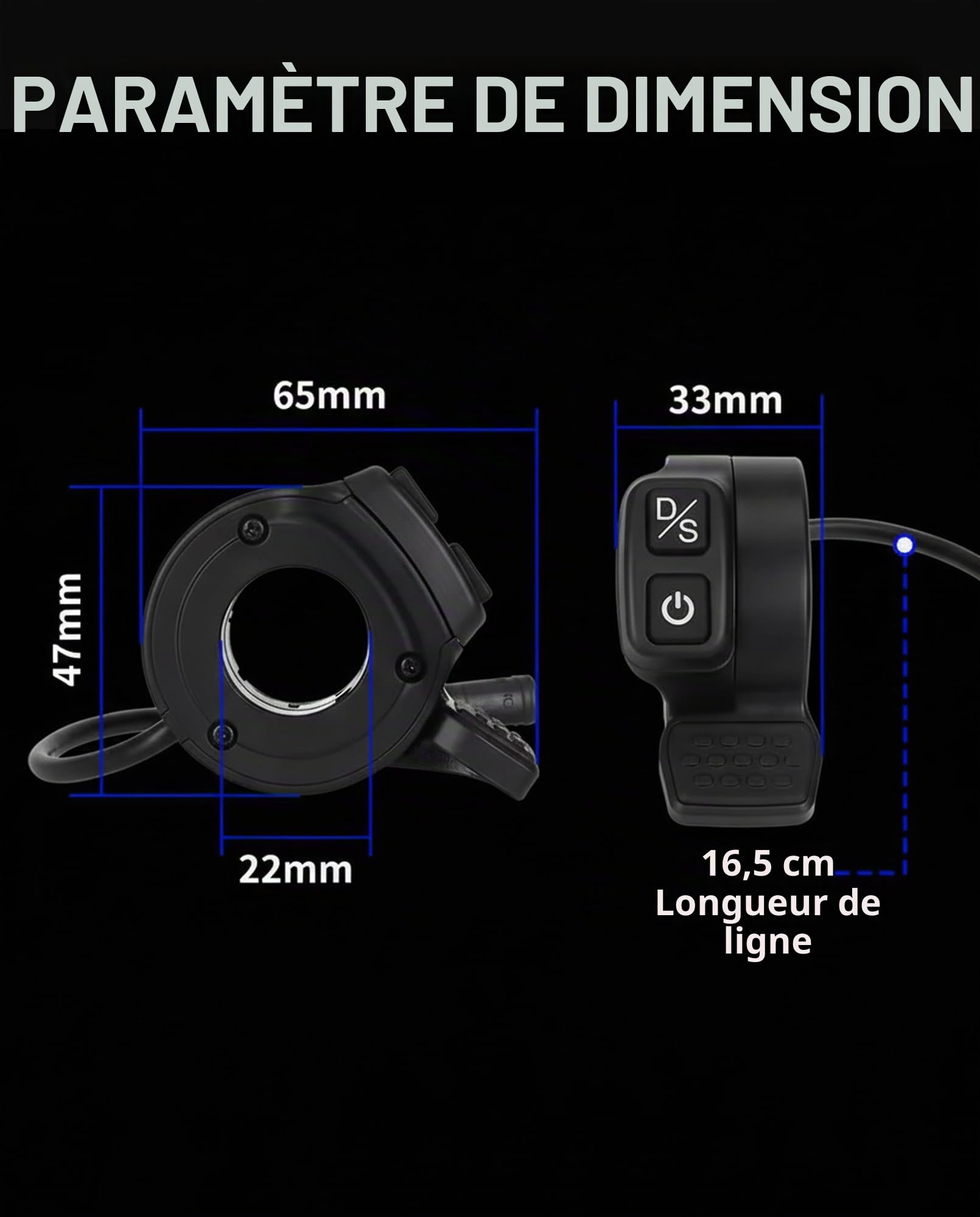 Interrupteur de commande simple/double intégré compatible avec Kukirin G2 Master, interrupteur d'alimentation de l'accélérateur à 5 broches pour le contrôle de la vitesse au pouce Accessoires