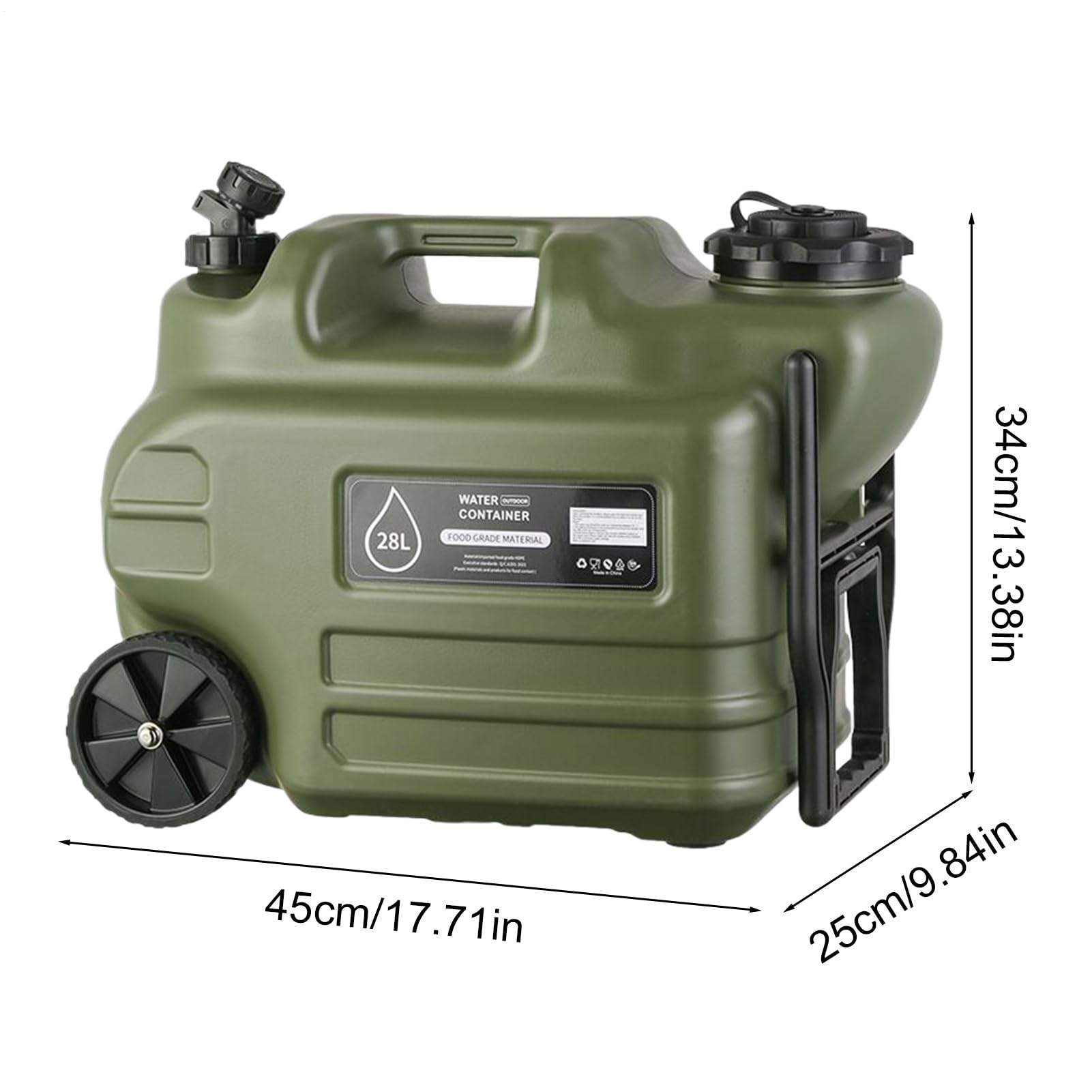 Contenedor De Agua con Ruedas 28 litros Portátil con Asa Plegable