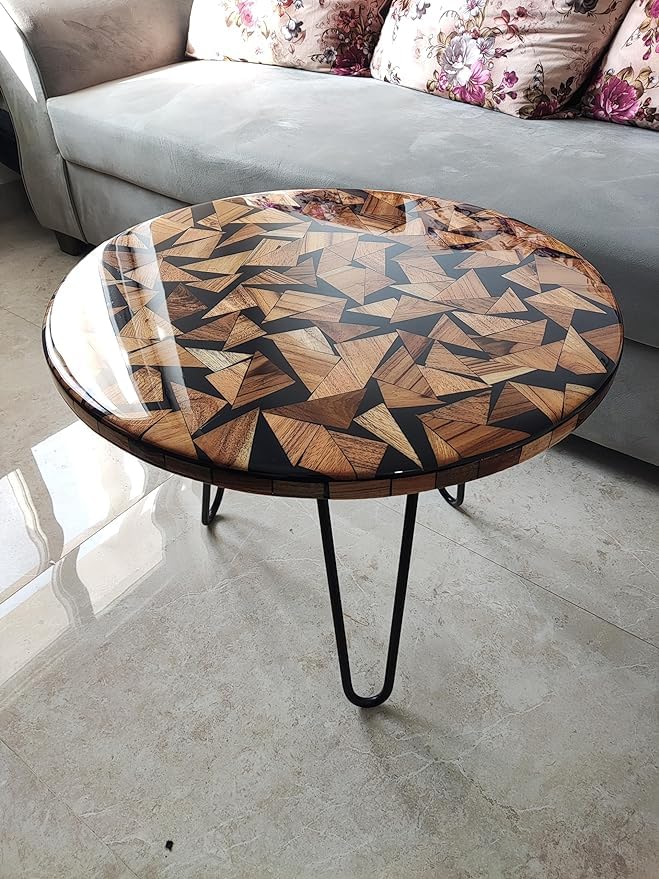 Resin Coffee Table, Round Coffee Table, Handcrafted Accent Epoxy Resin Table for Farmhouse Décor, Decorative Resin Furniture | 24 inches