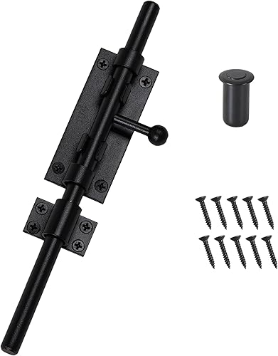 Pestillo de cerrojo de barril de 9.6 pulgadas, cerrojo de caña negra, pestillo de puerta de acero inoxidable 304, herrajes para valla al aire libre,