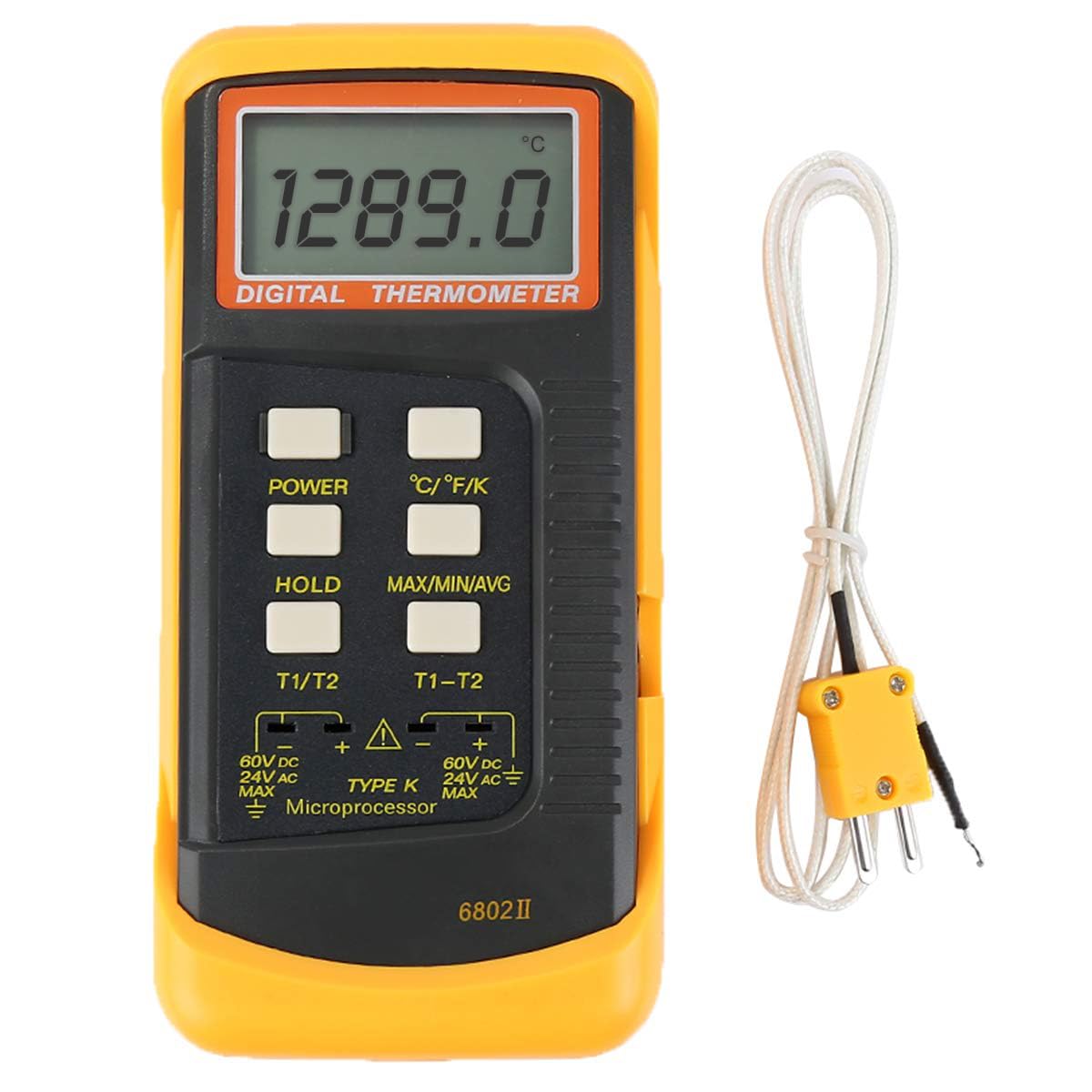Digital Dual Channel K-Type Thermometer, LCD Display, -50°C to 1300°C Range, Max/Min/Avg Function, Type K Microprocessor-picture-23