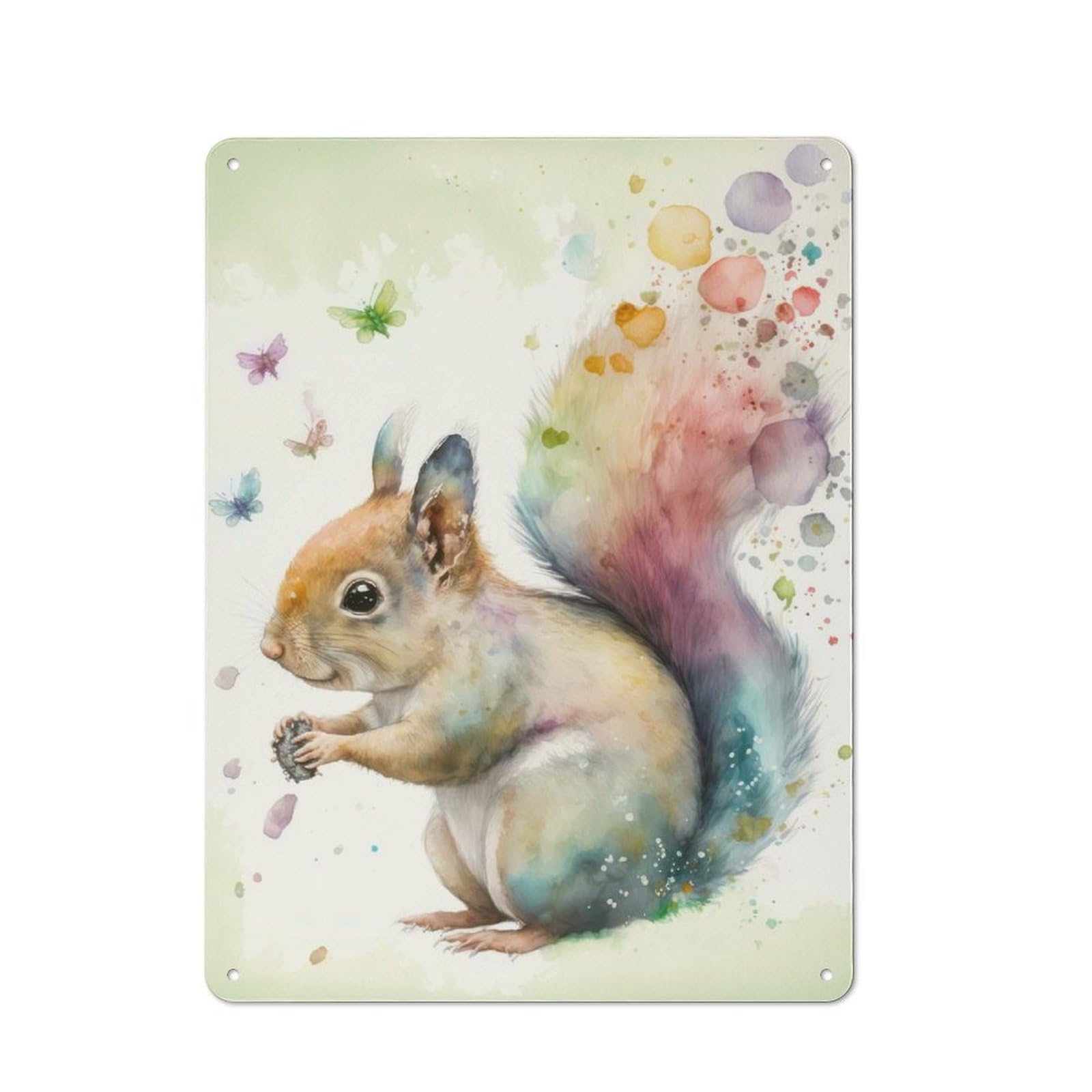Junmoney Style-19 Rainbow Squirrel Retro-Style Tin Sign 40X30cm For Living Room Or Hallway, For Vintage Wall Decor Fans, For Themed Room Decoration