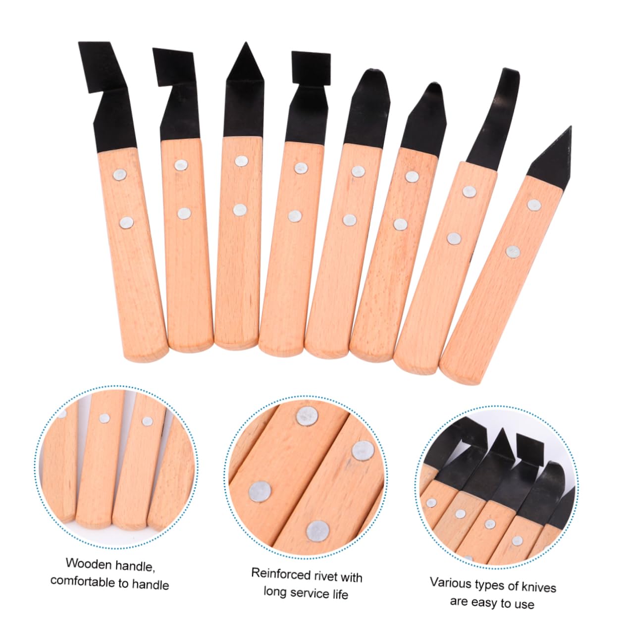 HOMSFOU 8piezas Herramientas Para Modelar Arcilla Acero Inoxidable y Madera Duradero Para Esculpir y Plastilina Cuchillos Talladores Versátiles Para Vaciar y Reparar