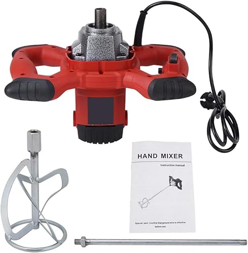 Miniatura 7 de Mezclador de hormigón eléctrico de mano de 1500 W, ajustable, 7 velocidades, mezclador de cemento de mortero de alta resistencia con paleta