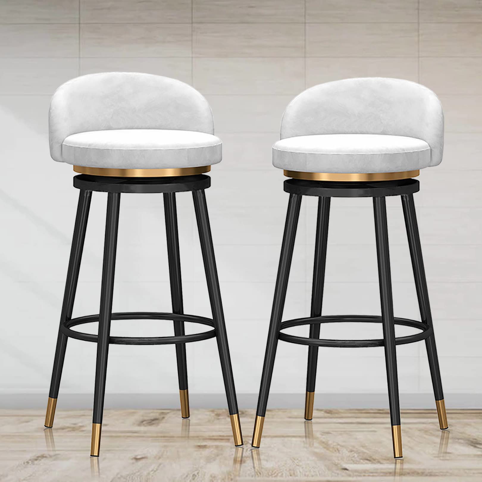Beau Industriële Barkruk Zwart Kunstleer – 62 cm Zithoogte - Zonder Armleuningen
