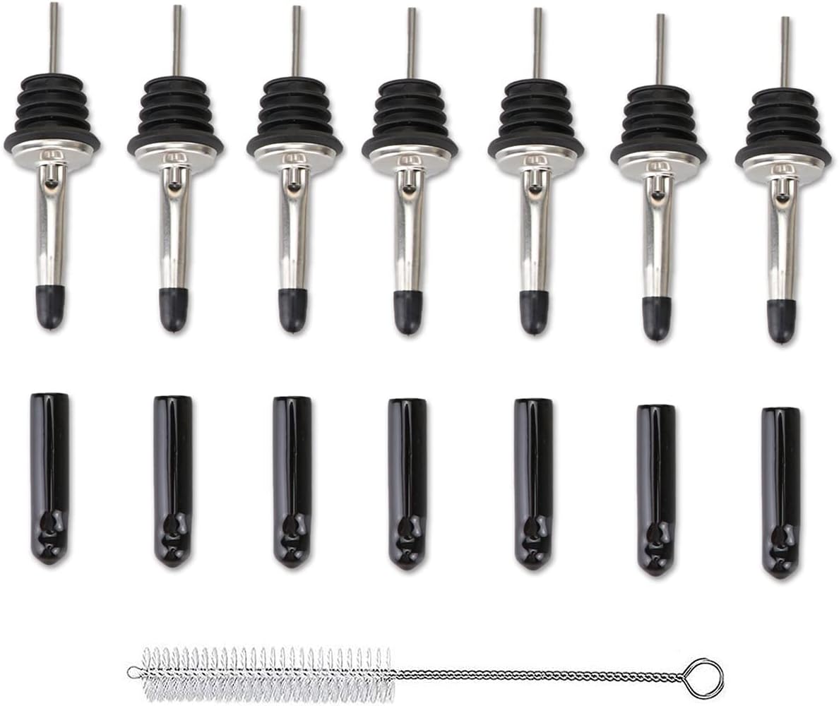 – Stainless Steel Speed Pourers, Oil Pourer Spout Drinks Pourer with Cleaning Brush for Wine, Champagne, Beer and Spirits
