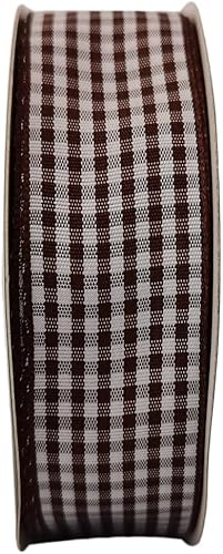 Miniatura 4 de Rollo de cinta a cuadros a cuadros marrón de 25 yardas cada rollo, 100% poliéster (1 pulgada, marrón)