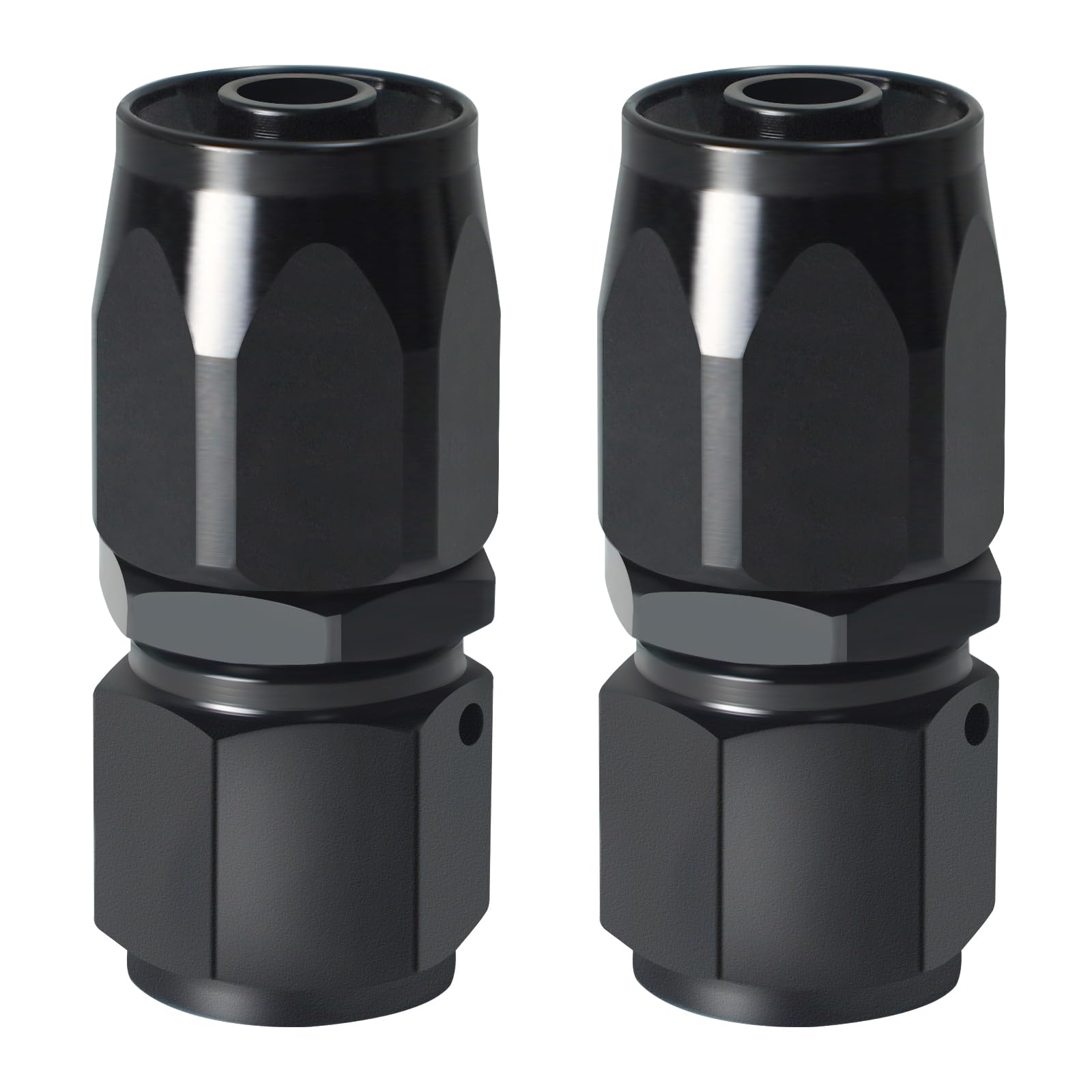 6AN-Armatur, 2 Stück 6AN Schlauchendstücke, 6 AN gerade Armaturen für CPE-Geflechtschlauch (schwarz).