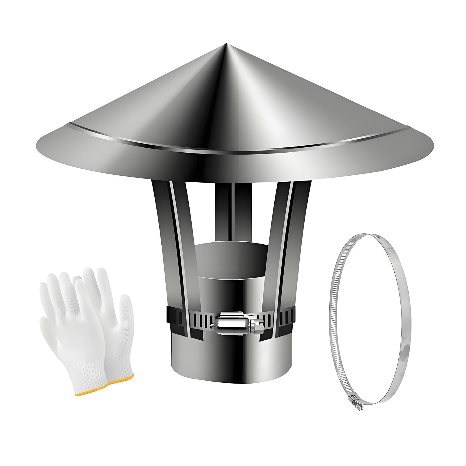 IGNVXMGKP 2"-11.8" Stainless Steel Roof Chimney Cowl, Rain Chimney Cap, Stove Pipe Cover Set for Exterior Fireplace Flue, Furnace Vent, Adjustable(210mm/8.3in)