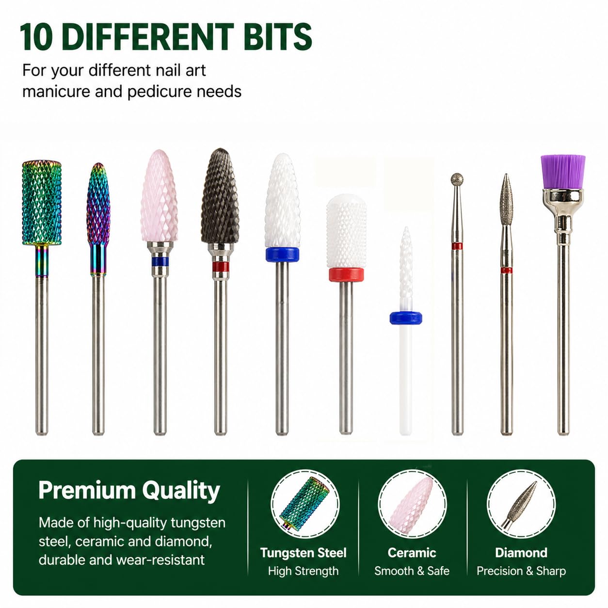 Amazon.com: Nail Drill Bits Set for Acrylic Nails 3/32 Universal