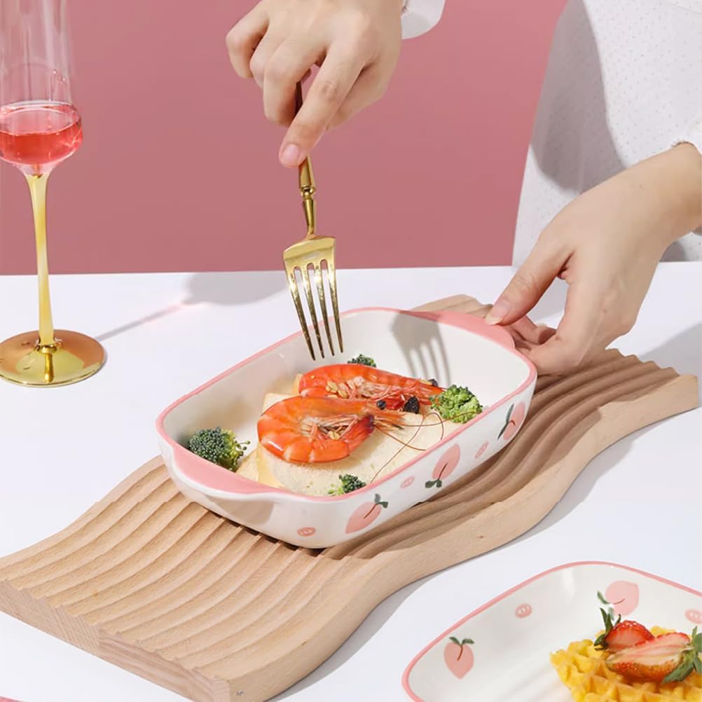 Dxcaicc Lasagne Dish Ceramics Round Creative Fresh Fruit Pattern Double-Handled with Lid Soup Pot on Birthday Wedding Parties Christmas New Year's Day,Orange