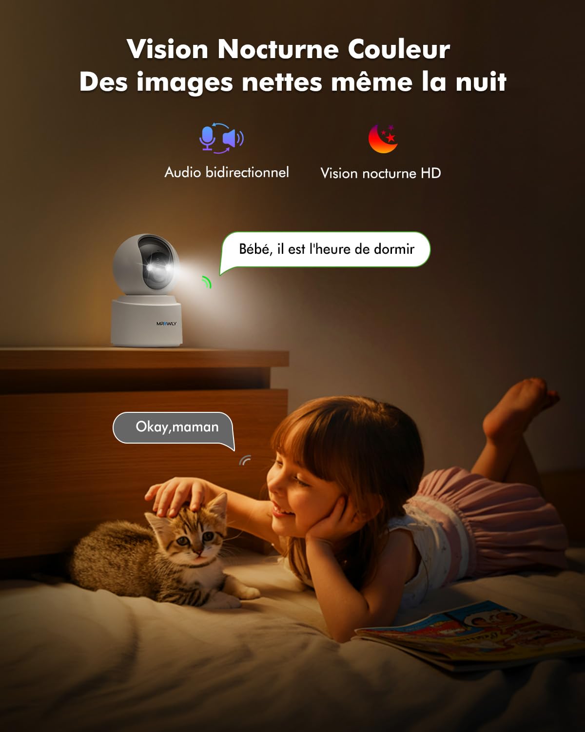2.5K(4MP) Camera Surveillance WiFi Interieur sans Fil, 360° Caméra Interieur Batterie 6000mAh, 2.4G/5GHz, Vision Nocturne, Détecteur PIR, Audio Bidirectionnel pour Maison, Bébé et Animaux