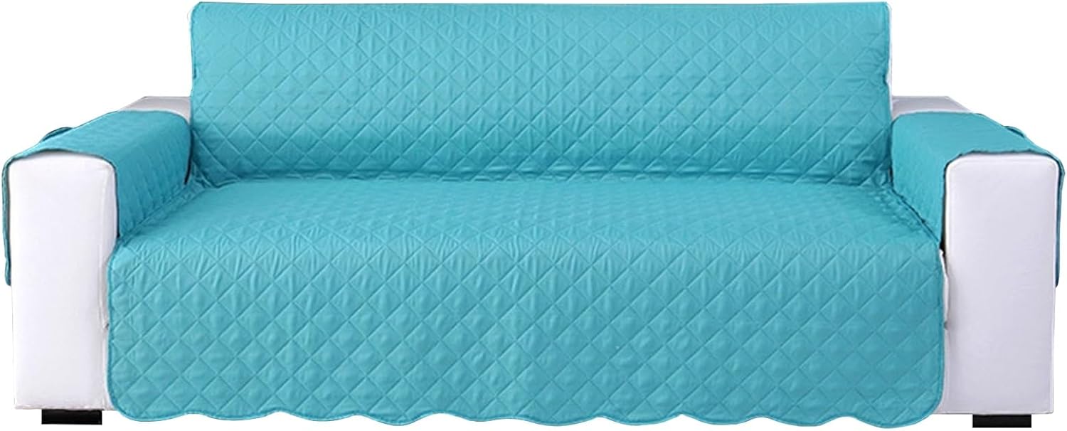 Quilted Futon-Slipcovers, Sofa Slipcover Washable Couch Furniture Cover Universal Protector with Pockets(Blue,3 Seater)