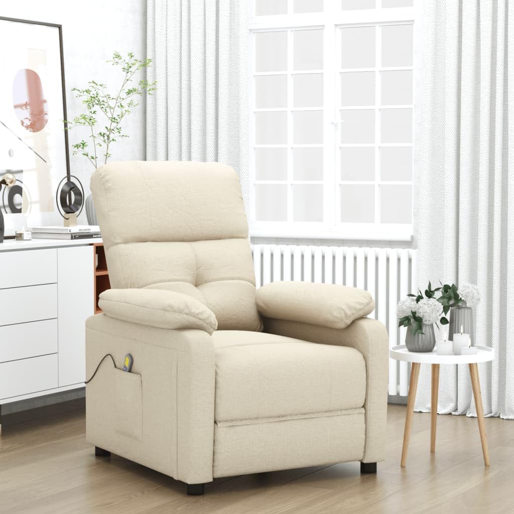 CHARMMA Massage Chair Cream Fabric,Wood,Metal Large,Electric Massaging Chairs-289681