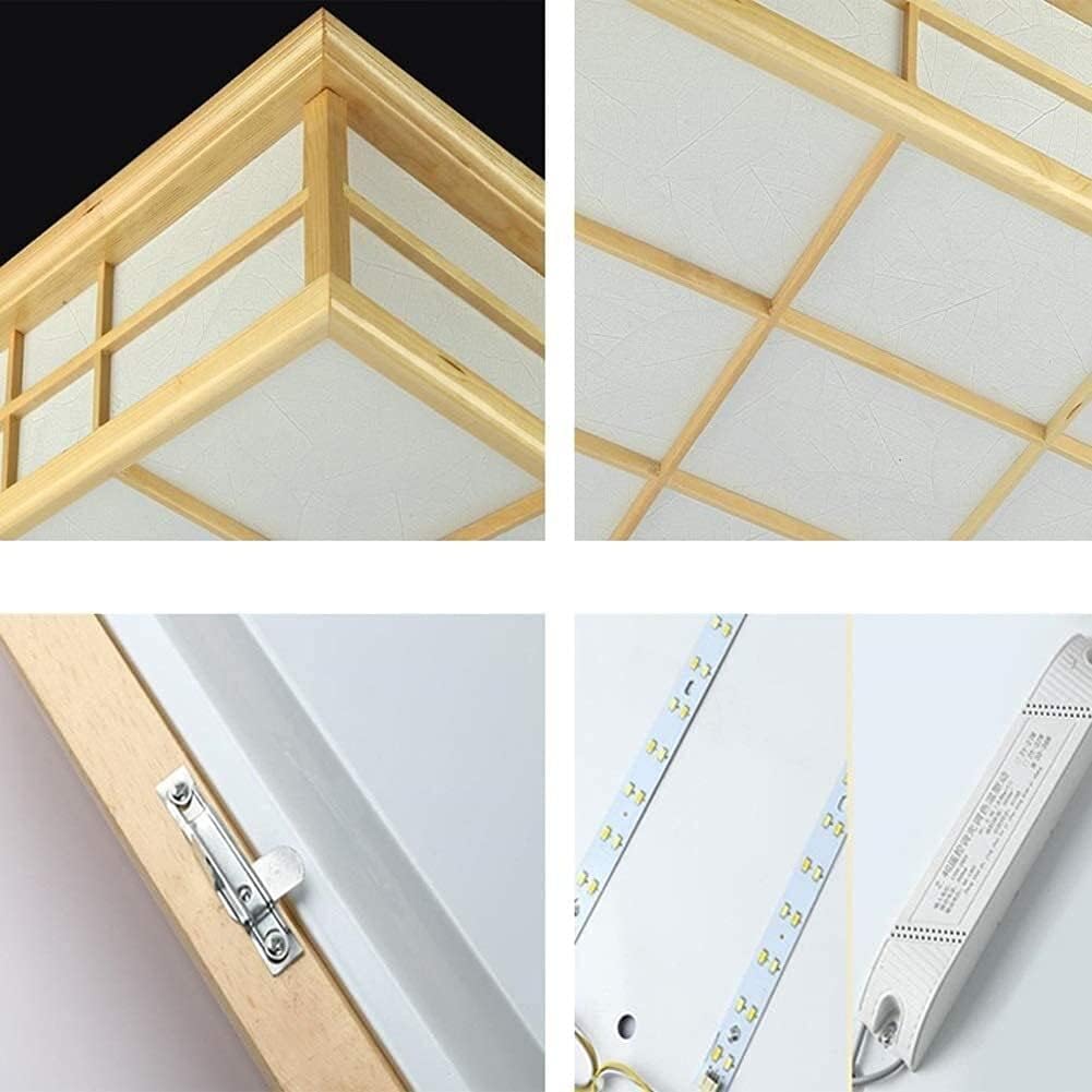 Mid Century Light Fixtures Flush Mount Ceiling L Japanese Style Square Wood Ceiling Light Led Retro Ceiling Lamp Children's Room Close to Ceiling Light Fixtures for Bedroom Living Room Kitchen(Warm Li