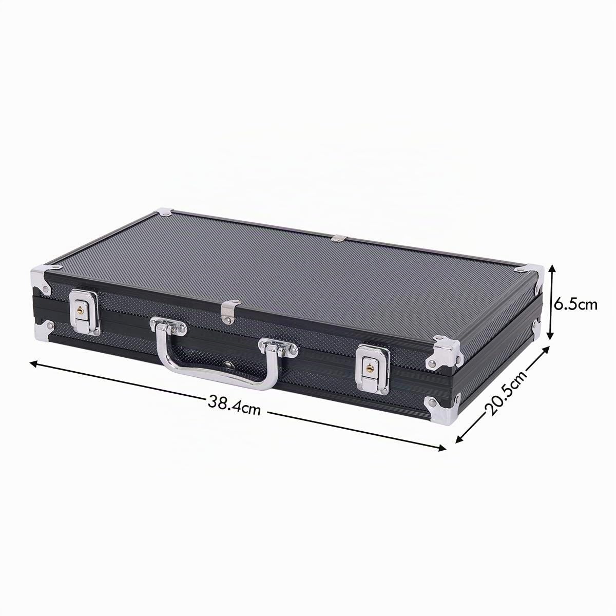 COSTWAY Malette Poker, Jetons Poker avec Ensemble de 300 Jetons et 2 Jeux de Cartes, 5 Dés, 1 Bouton, Dealer, Mallette en Aluminium (Noir)