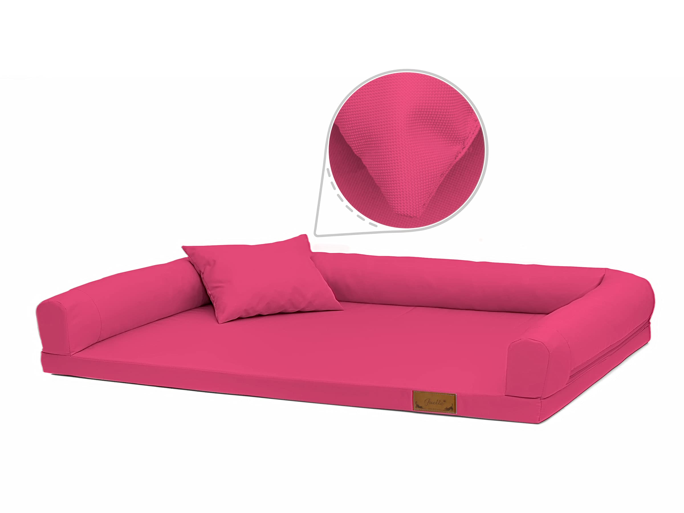 Juelle Cama Ortopédica para Perros Medianos, Colchón Ergonómico con Lados para Perros Medianos, Funda Extraíble, Lavable a Máquina a Máquina - 100 x 75 cm, Rosa India)