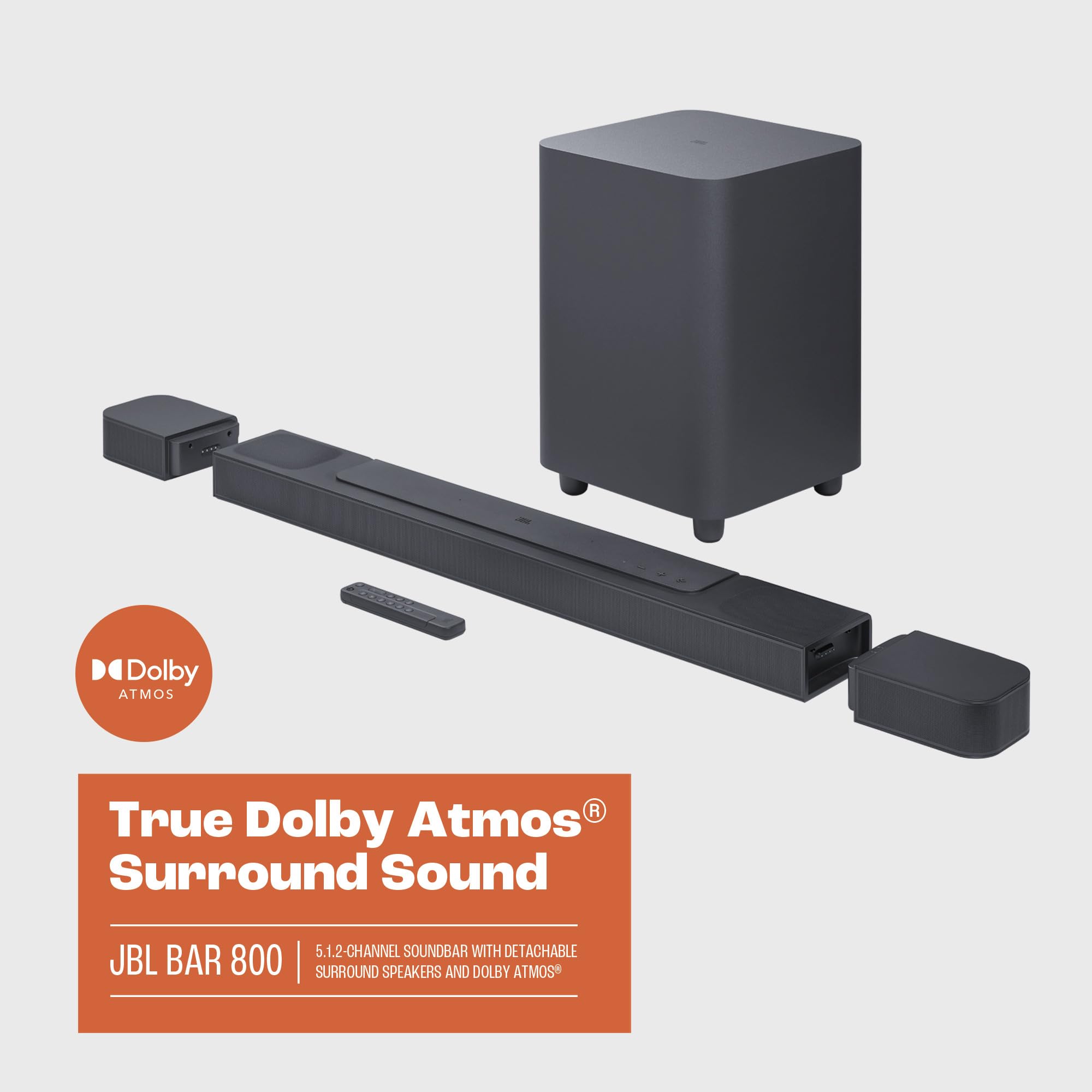 JBL Bar 800 Soundbar with 5.1.2 Channels, Detachable Surround