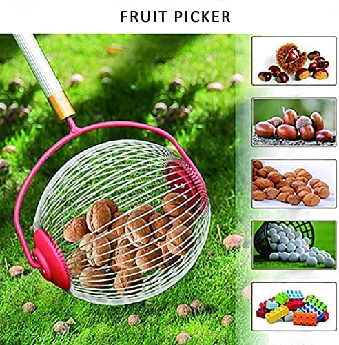 LekLai Raccoglitrice Di Frutta, Raccoglitrice Di Noci in Lega Di Alluminio Raccoglitrice Di Frutta con Manico Telescopico e Borsa Di Stoccaggio, 19 X 23 cm/19X23Cm