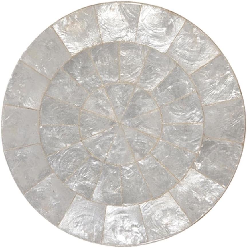 Kim SeybertRound Capiz Shell Accent Placemat 15"D Natural Color Set of 4