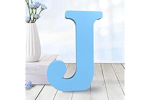 AOCEAN J Wood Cutout, Unfinished 6 Inch Blue Wood Letter J for Wall Decor