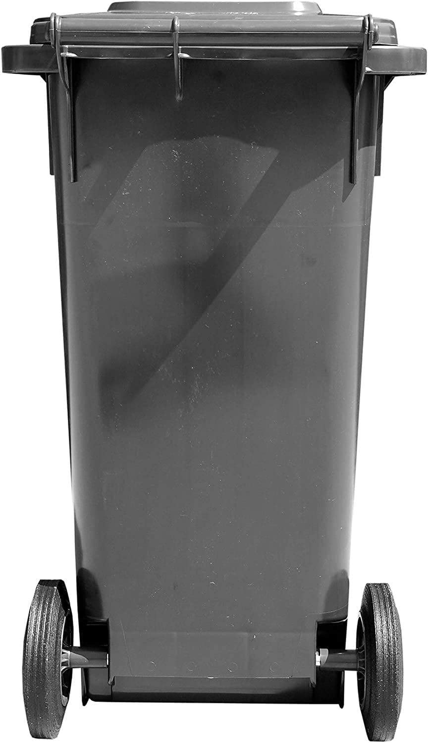 Cubo de basura para exteriores GX-009A de 100 litros, cubo de basura de 100 litros con ruedas, 48 x 55 x 81 cm, color gris