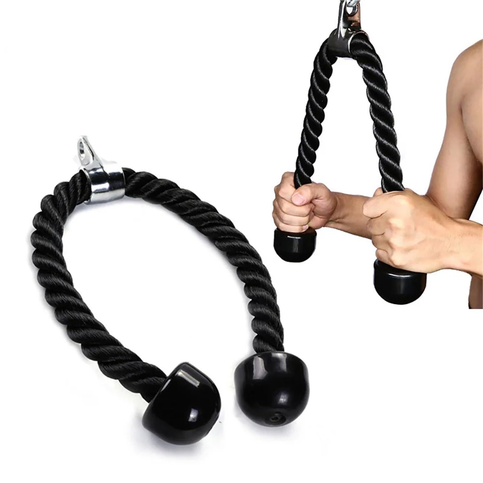 Tirante verso il basso con corda per tricipiti Corda for tricipiti, fitness, palestra domestica, attrezzo for trazioni, bicipiti, schiena, spalle(120cm)