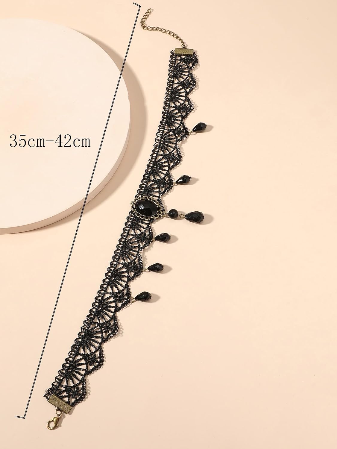 Black Gothic Vampire Necklace for Women Vintage Lace Rose Flower Witch Choker Collar Necklace Halloween Dark Bridal Cavewoman Costume Jewelry