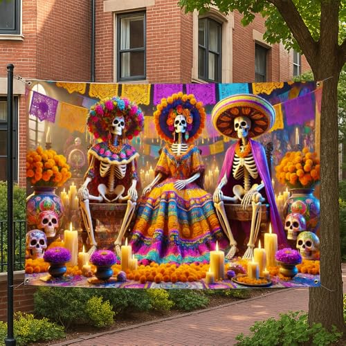 Image of Day of the Dead Decorations Banner 71x43 Dia de los Muertos Altar