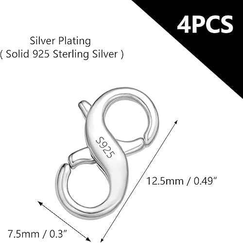 Miniatura 8 de Extensor de pulsera y collar con cierre de langosta con 2 círculos, chapado en plata de ley 925 con conector de collar de oro de 14 quilates,